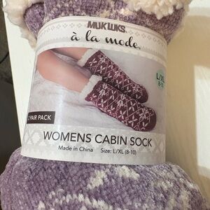 Muk Luks Lavender and Cream Knit Slippers 2 pack - NWT